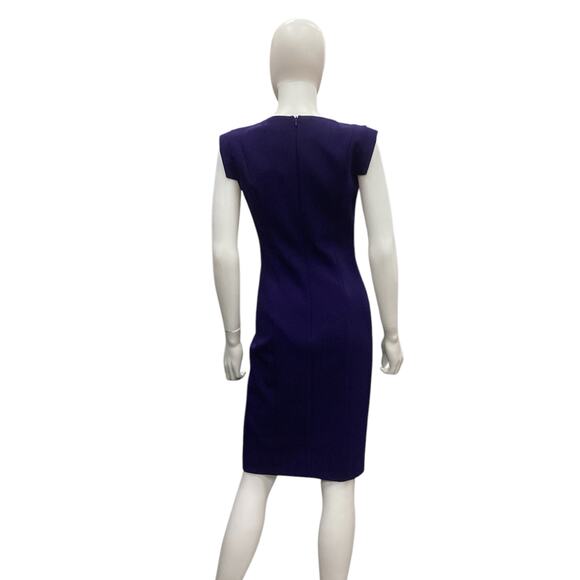 Hugo Boss Women’s Dress Size S Deep V Neck Back Zipper Cap Sleeve  Navy Blue - Picture 3 of 4